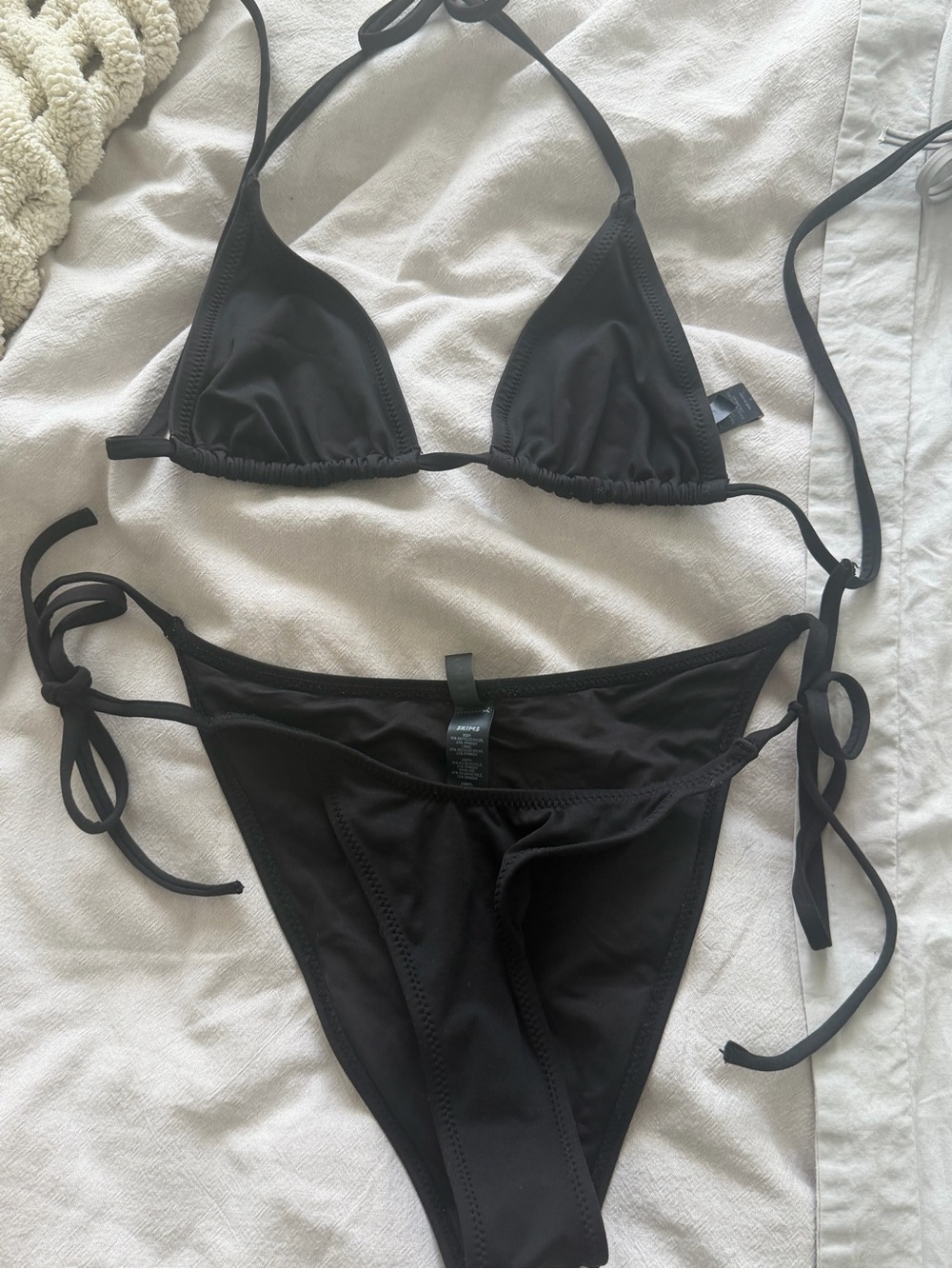 SKIMS Black Triangle Tie-Side Bikini Set